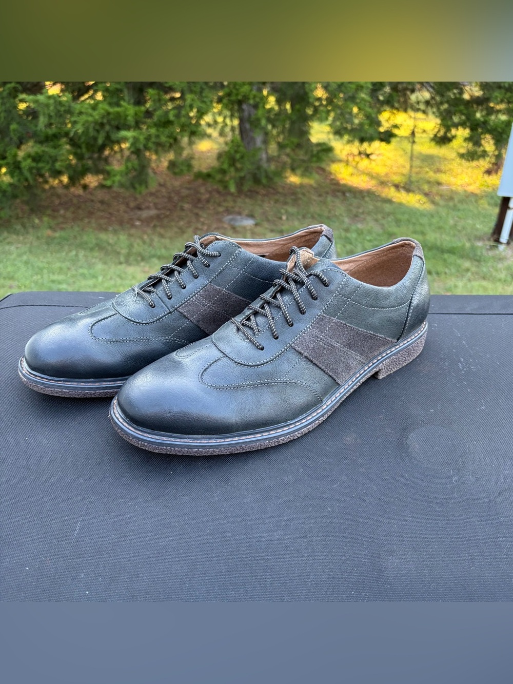 J. Murphy Johnston & Murphy Black Leather Suede Hybrid Wingtip Sneaker 10.5 M